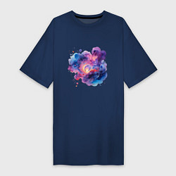 Женская футболка-платье Космическая спираль акварель