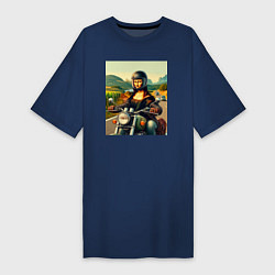 Женская футболка-платье Mona Lisa on a motorcycle - ai art