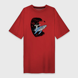 Женская футболка-платье Космонавт и кит
