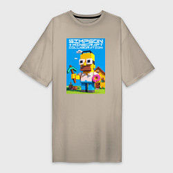 Женская футболка-платье Homer Simpson and Minecraft - collaboration ai art