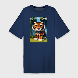 Футболка женская-платье Funny tiger cub - Minecraft, цвет: тёмно-синий
