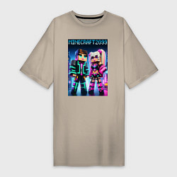 Женская футболка-платье Барби и Кен - коллаборация с Майнкрафт
