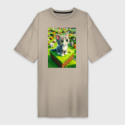 Женская футболка-платье Funny kitten - Minecraft ai art