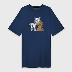Женская футболка-платье Кошка Хома и шахматный конь