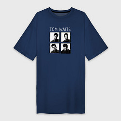 Футболка женская-платье Tom Waits portraits, цвет: тёмно-синий