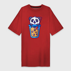 Женская футболка-платье Панда в стаканчике