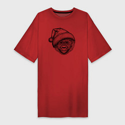 Женская футболка-платье Новогодний детеныш гориллы
