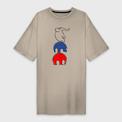 Женская футболка-платье Пирамида из слонов