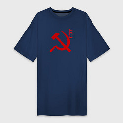 Футболка женская-платье СССР серп и молот red, цвет: тёмно-синий