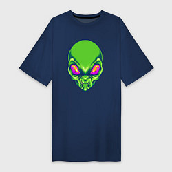 Женская футболка-платье Голова зелёного пришельца