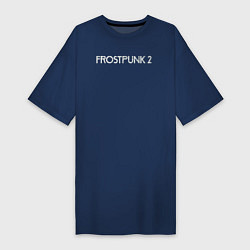 Футболка женская-платье Frostpunk 2 logo, цвет: тёмно-синий