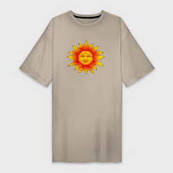Футболка женская-платье Огненное солнце, цвет: миндальный
