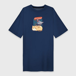 Женская футболка-платье Кот-хлеб и голубь