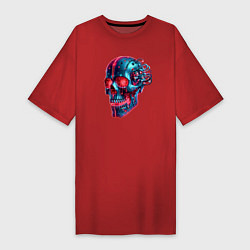 Женская футболка-платье Metal cyber skull - ai art