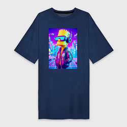 Футболка женская-платье Cyber Bart on a virtual glasses, цвет: тёмно-синий