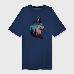 Женская футболка-платье Волк силуэт
