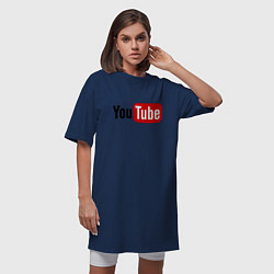 Футболка женская-платье You tube logo, цвет: тёмно-синий — фото 2