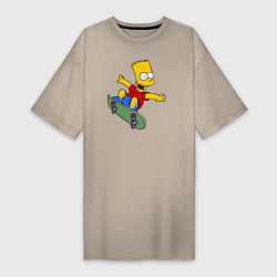Женская футболка-платье Барт на скейте