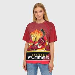 Футболка оверсайз женская Calgary Flames, цвет: 3D-принт — фото 2
