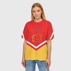 Футболка оверсайз женская NHL: Calgary Flames, цвет: 3D-принт — фото 2
