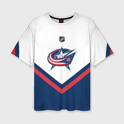 Футболка оверсайз женская NHL: Columbus Blue Jackets, цвет: 3D-принт