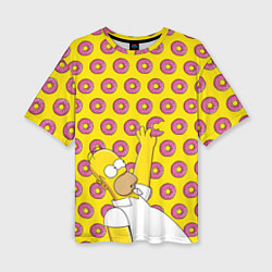Футболка оверсайз женская Пончики Гомера Симпсона, цвет: 3D-принт