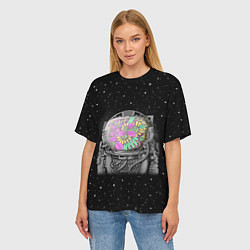 Футболка оверсайз женская Цветочный астонавт, цвет: 3D-принт — фото 2