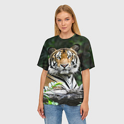 Футболка оверсайз женская Тигр в джунглях, цвет: 3D-принт — фото 2