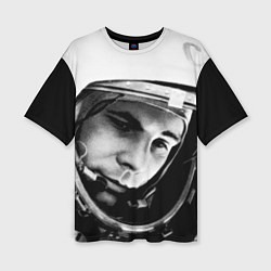 Футболка оверсайз женская Гагарин космонавт, цвет: 3D-принт