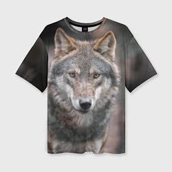 Женская футболка оверсайз Волк - санитар леса