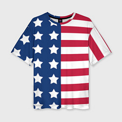 Футболка оверсайз женская USA Flag, цвет: 3D-принт