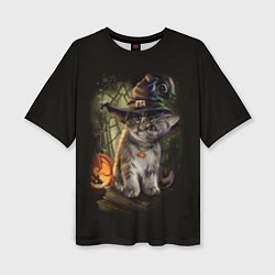 Женская футболка оверсайз Ведьмин котенок