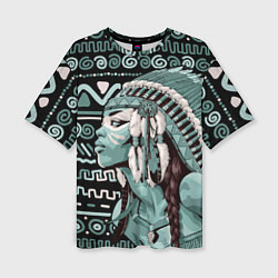 Женская футболка оверсайз Девушка индианка в роуче