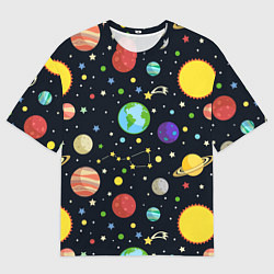 Футболка оверсайз женская Солнечная система, цвет: 3D-принт