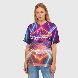 Футболка оверсайз женская Cyberpunk 2077: Neon Lines, цвет: 3D-принт — фото 2