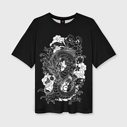 Женская футболка оверсайз Японский дракон