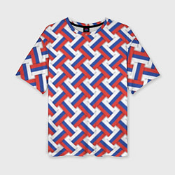 Женская футболка оверсайз Российский триколор плетёнка