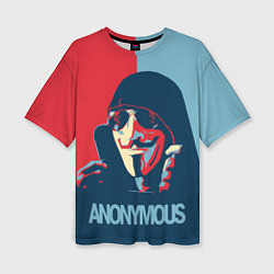 Женская футболка оверсайз Anonymous поп арт мем