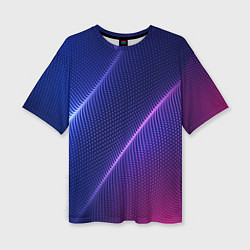 Женская футболка оверсайз Фиолетово 3d волны 2020
