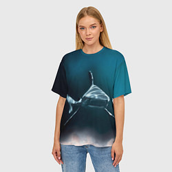 Футболка оверсайз женская Акула, цвет: 3D-принт — фото 2