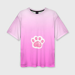 Женская футболка оверсайз Розовая лапка с подушечками