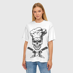 Футболка оверсайз женская Череп повар, цвет: 3D-принт — фото 2