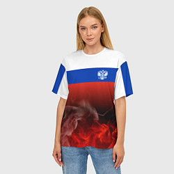 Футболка оверсайз женская Россия огонь, цвет: 3D-принт — фото 2
