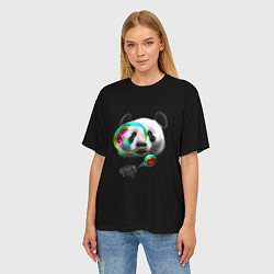 Футболка оверсайз женская Панда и мыльный пузырь, цвет: 3D-принт — фото 2