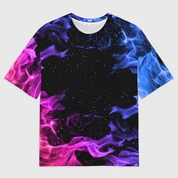 Футболка оверсайз женская ОГОНЬ НЕОН, цвет: 3D-принт