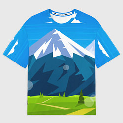 Футболка оверсайз женская Горы пейзаж природа вектор, цвет: 3D-принт
