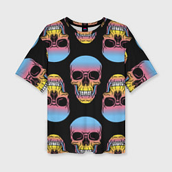 Женская футболка оверсайз Neon skull!