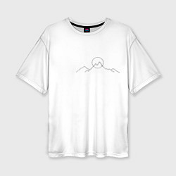 Женская футболка оверсайз Минимализм силуэт горы