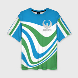 Женская футболка оверсайз Узбекистан - герб страны