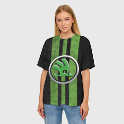 Футболка оверсайз женская Skoda Green Logo Z, цвет: 3D-принт — фото 2